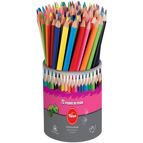 Pot 72 crayons de couleurs triangulaires mine 3,2 mm - Pichon