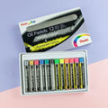 Boite de 12 pastels à l'huile : 6 fluos et 6 métallisées 8 mm - Pentel