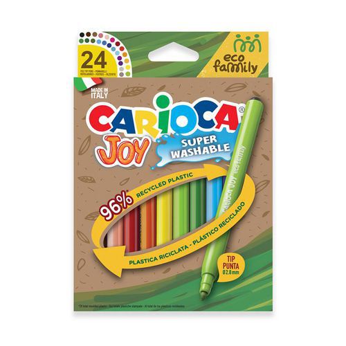 Boîte carton 24 feutres pointe moyenne joy eco family 2,8 mm - Carioca