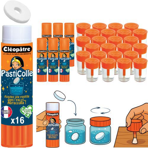 Schoolpack Pasticolle 6 X16 Recharges + 24 Pots Vides