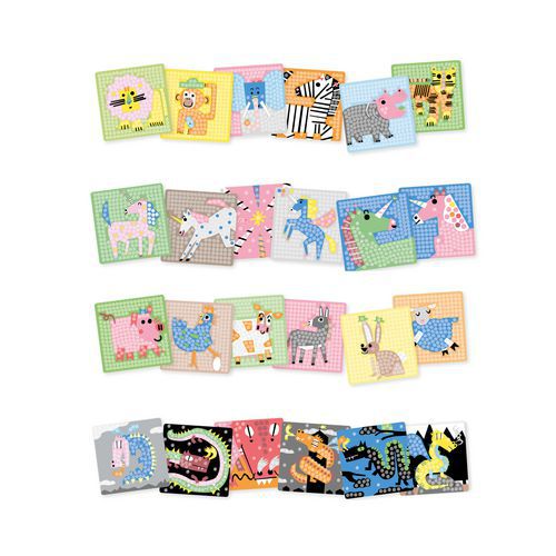 Set 24 cartes mosaïque PlayMais 18x18 cm thème animaux - PlayMais