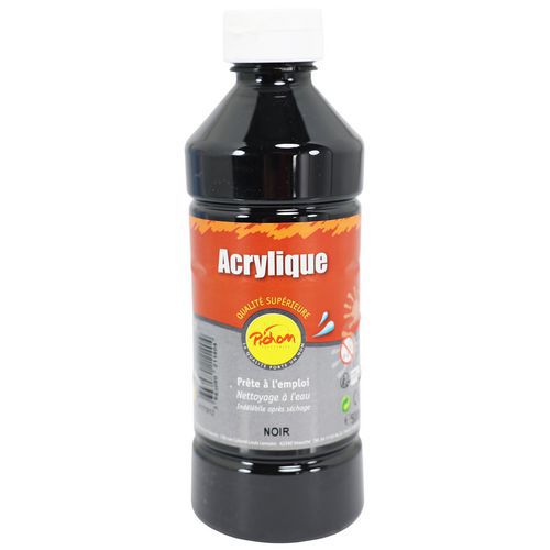 Flacon 500 ml gouache acrylique pichon - noir