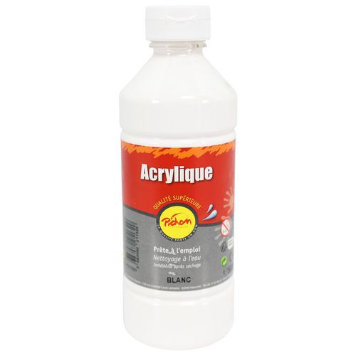 Flacon 500 ml gouache acrylique pichon - blanc