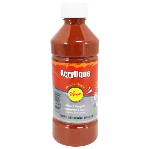 Flacon 500 ml gouache acrylique pichon - sienne brûlée