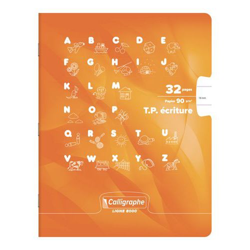 Cahier matern Calligraphe 32p 17x22 90g uni ligné 18mm