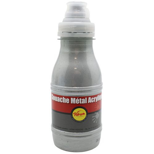 Flacon 250 Ml Gouache Métal Acrylique Pichon - Argent