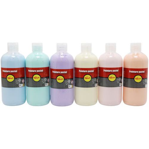 Assortiment 6 Flacons 500ml Gouache Pastel Pichon