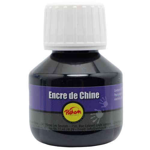 Flacon 50ml Encre De Chine Noire Pichon