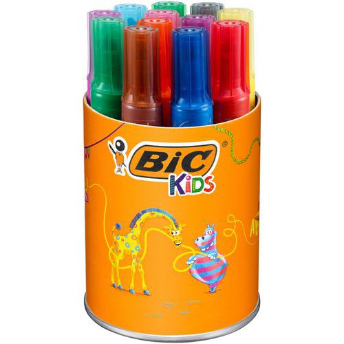 Godet 12 feutres décoralo assortis - Bic