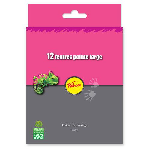Pochette 12 feutres dessin pointe large - Pichon
