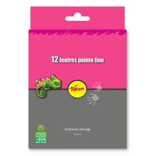 Pochette 12 Feutres Dessin Pte Ø2mm Col Ass