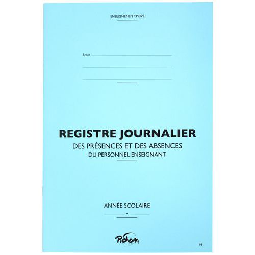 Registre Journalier Réf P3 21x29.7 Cm -20 Pages