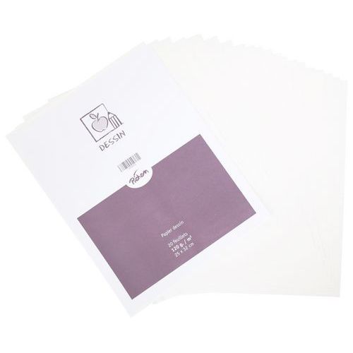 Poch 20 Flles Papier Dessin Blanc Gamme Sup 120g 25x32cm
