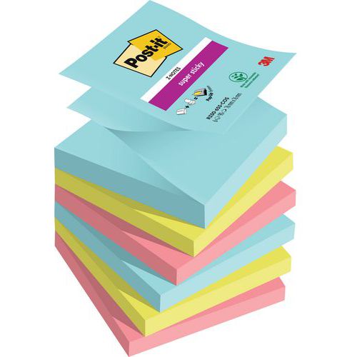 Lot 6blocs 90feuilles 76x76mm Assorties Z Notes Super Sticky