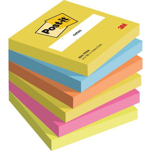 6 Blocs 100 Feuilles Post-it 3m Scotch 76x76mm Energetic
