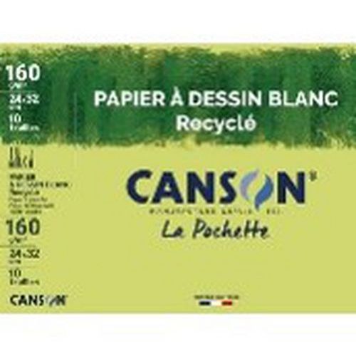 Pochette 10 feuilles blanc canson 24 x 32 cm 160 g - Recyclé - Canson