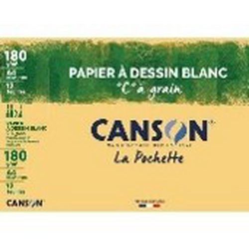 Pochette De 12 Feuilles Dessin Blanc Ca Grain Canson
