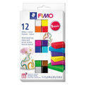 Lot de 12 blocs FIMO 25 g couleurs basiques assorties