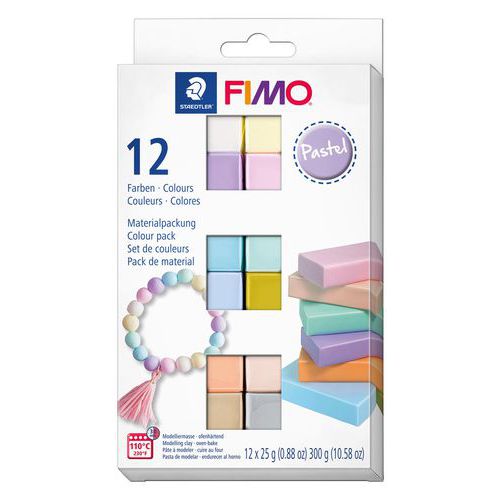 Lot De 12 Blocs Fimo 25 G Couleurs Pastel Assorties