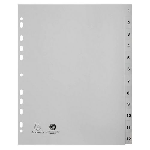 Jeu de 12 maxi intercalaires numériques polypropylène A4+ - Exacompta