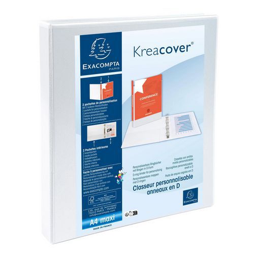 Classeur Personnalisable Kreacover Format A4+ Ø 16 Mm Blanc