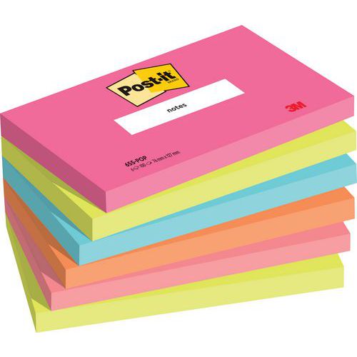 Lot 6 blocs de 100 feuilles 76 x 127 mm couleurs assorties - Post-it