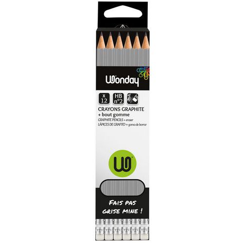 Crayon noir graphite HB embout gomme - Wonday