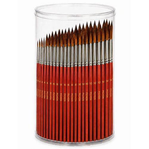 Lot de 144 pinceaux en poils de poney en 6 tailles assorties - Pichon