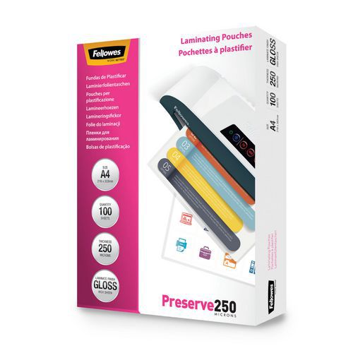 Pochette plastification A4 250µ par face - Fellowes