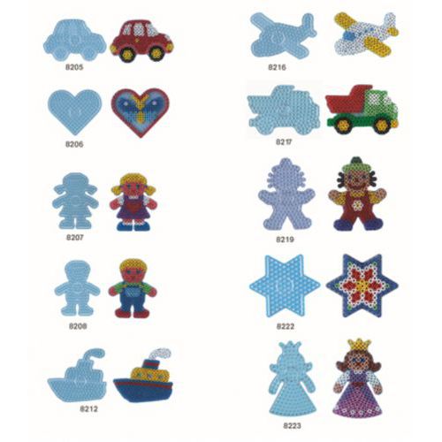 Lot de 10 plaques préformées pour perles maxi thèmes assortis - Hama
