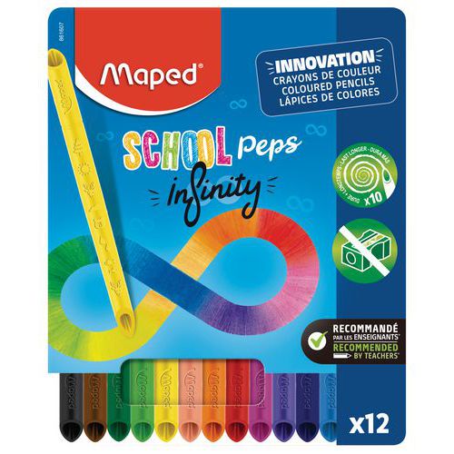 Etui 12 crayons de couleurs school'peps infinity sans déchet - Maped