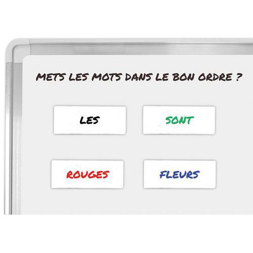 Planche 14 étiquettes magnétiques blanches effaçables à sec 38 x 99 mm
