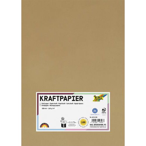 Bloc de 100 Feuilles de papier kraft couleur brun A4 - Folia