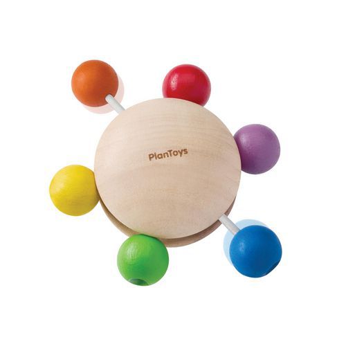 Hochet en bois 6 perles colorées à tirer - Plan Toys
