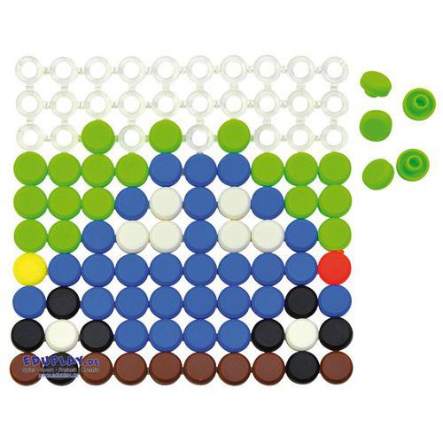 Boîte 1000 boutons à clipser couleurs assorties + 10 plateaux -Eduplay