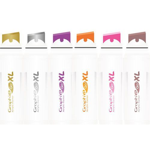 Lot 6 marqueurs acrylique extra-large 19 mm coul ass complémentaires