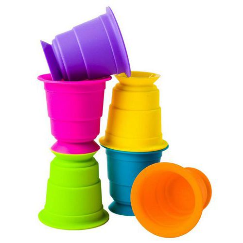 Lot de 6 gobelets ventouses en silicone - Tomy