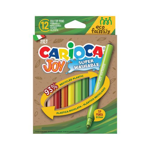 Boîte carton 12 feutres pointe moyenne joy eco family 2,8 mm - Carioca