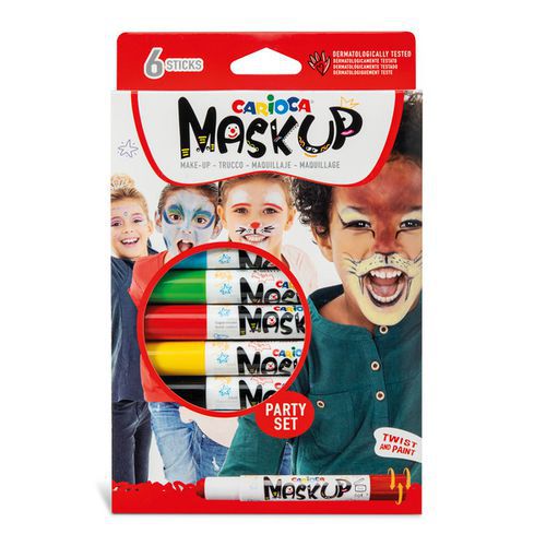 Etui 6 sticks peinture visage couleurs festives Maskup - Carioca