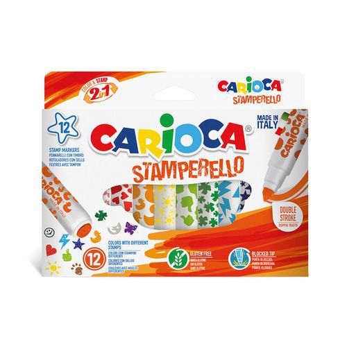 Etui 12 feutres double pointe Stamperello - Carioca