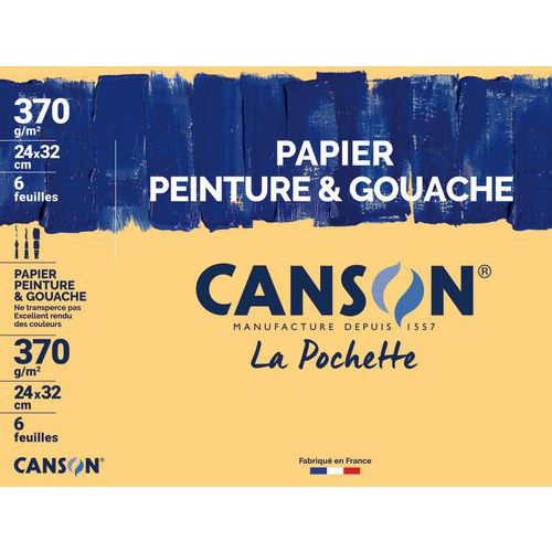 Pochette 6 feuilles de papier peinture et gouache 24 x 32 cm - Canson