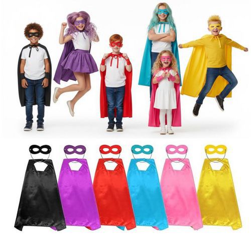 Lot 6 capes super-héros et masques coloris assortis