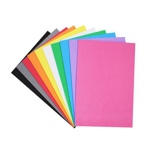 Pochette 10 feuilles 20 x 30 cm caoutchouc mousse couleurs assorties