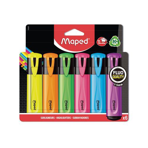 Pochette 6 gros fluo couleurs assortis - Maped