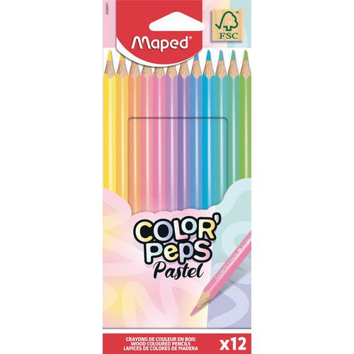 Etui carton 12 crayons de couleur pastel Ccolor'peps - Maped