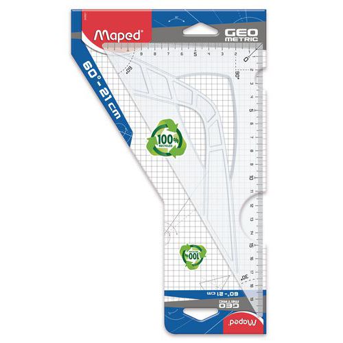 Equerre 60° grand côté 21 cm en plastique recyclé - Maped