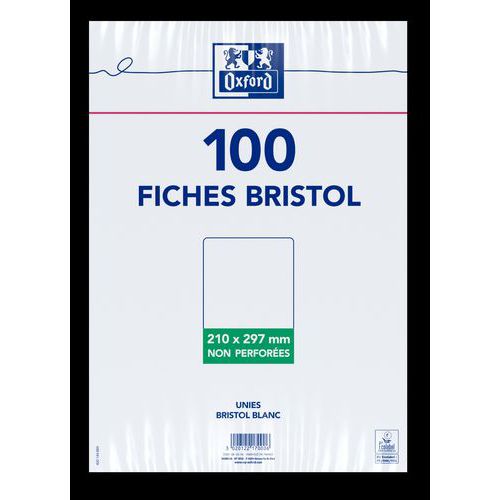 Fiche bristol A4 uni 210g blanc - Oxford