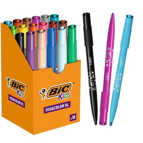 Pot plastique 18 feutres Visacolor - Bic