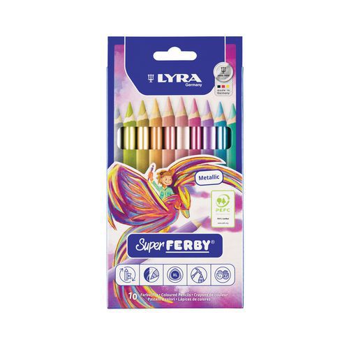 Pochette 10 crayons de couleur métallisés gros module