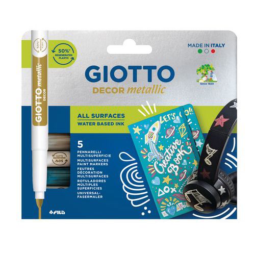 Etui 5 feutres décor métal Giotto